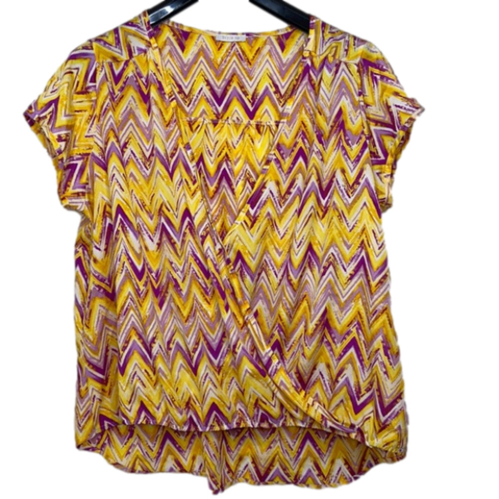 Style Up Women’s Yellow V-neck Short Sleeve Blouse
